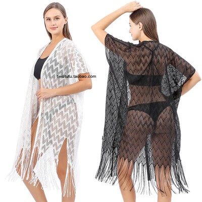 蕾丝开衫沙滩蕾丝镂空花纹罩衫