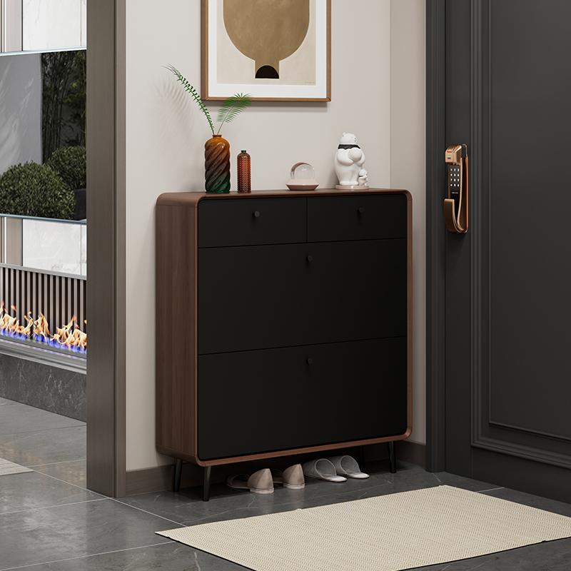 鞋柜家用门口原木风黑色入户超薄翻斗玄关进门大容量省空间门厅柜