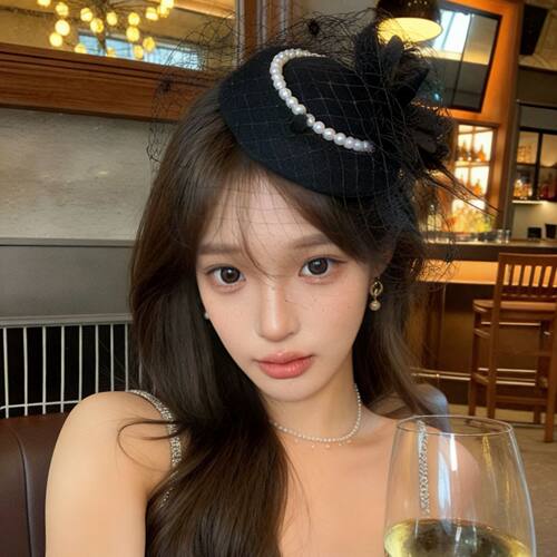 复古民国风网纱礼帽女头饰新娘