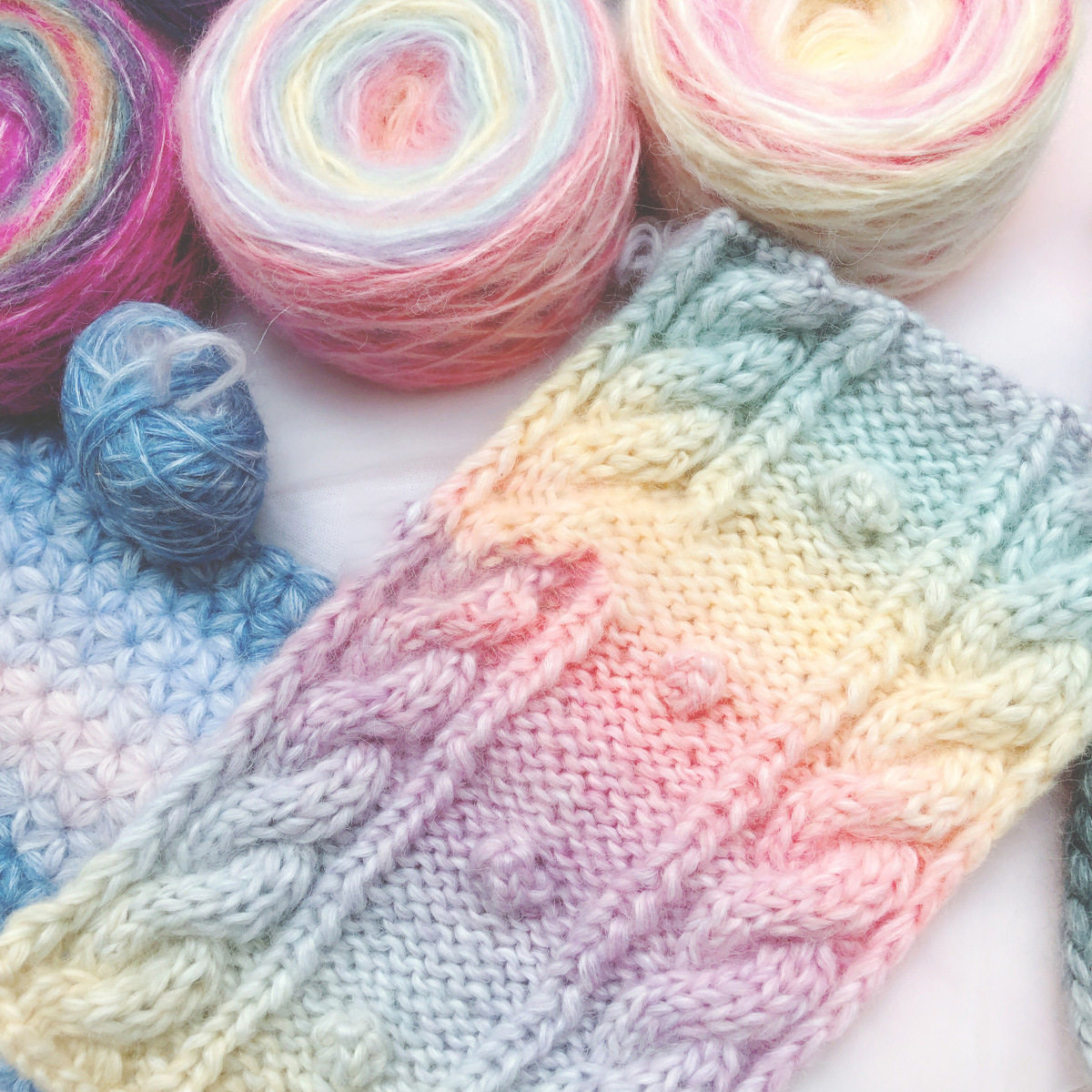 新品渐变喷毛纱甜美梦幻糖果色长