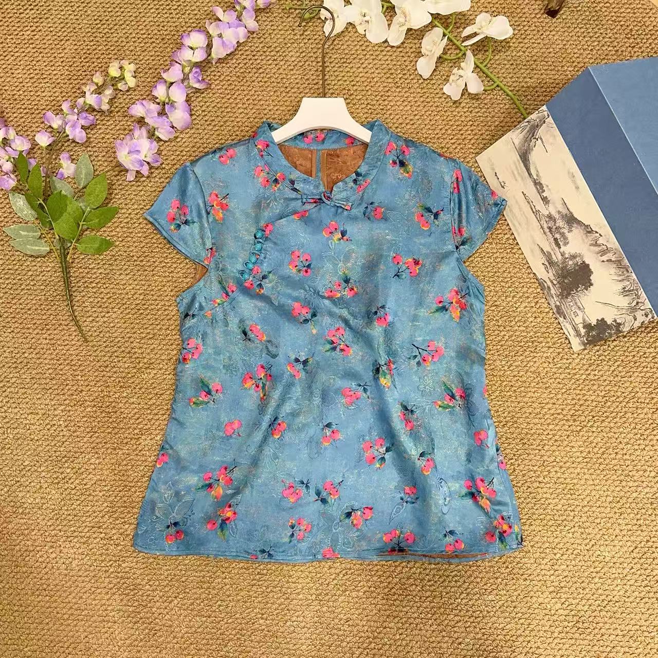 【温婉娴静】国风复古印花中式唐装上衣小个子显瘦百搭茶人服衬衫