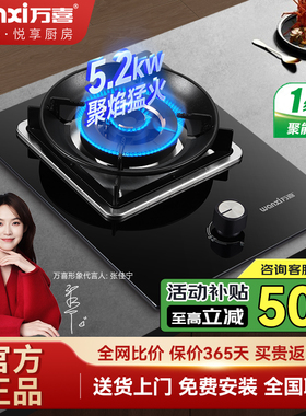 万喜燃气灶单灶JZT/Y-JX76B9大火力5.2KW家用炉具猛火单灶煤气灶