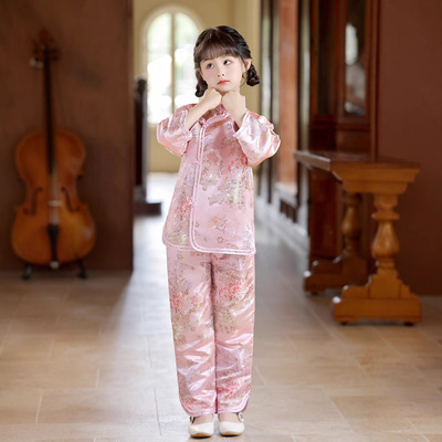 kids cheongsam girls qipao新款儿童唐装复古套装粉色中国风2026