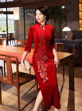 旗袍cheongsam qipao chinese dress chipao2025秋冬新款改良