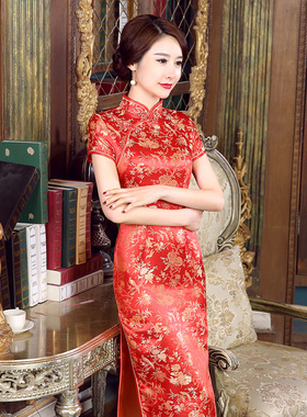 Chinese Cheongsam Dress Chipao Wedding Qipao Red新款长旗袍红