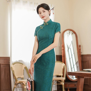 Cheongsam Dress Qipao 国风夏季新款旗袍蕾丝连衣长裙气质演出服