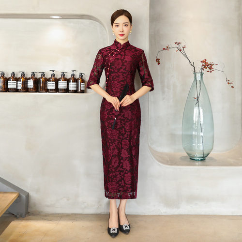 旗袍Cheongsam Qipao Chinese Dress Chipao秋冬新款旗袍复古
