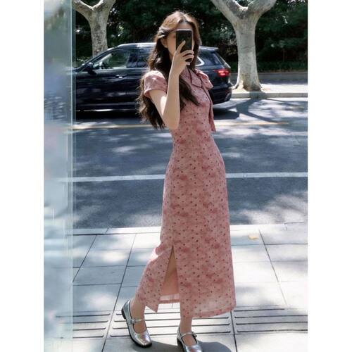 retro qipao cheongsam chinese dress chipao新中式气质波点
