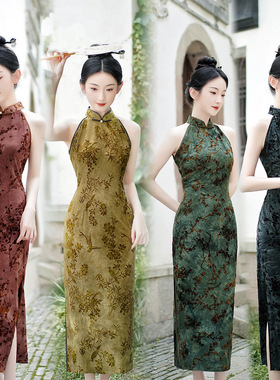 chinese style dress qipao women elegant cheongsams satin