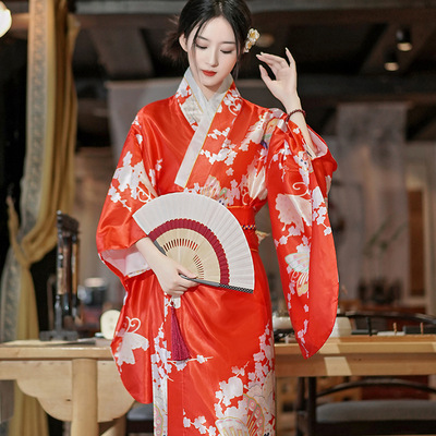 kimono night gown robe fashion dressing gown female satin