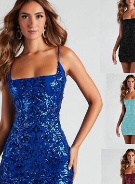 dress new dresses girl vestidos outfits热销女装亮片吊带性感