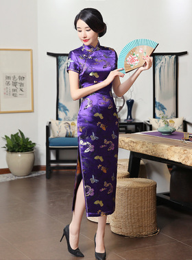 长旗袍long qipao women elegant cheongsams satin vestidos