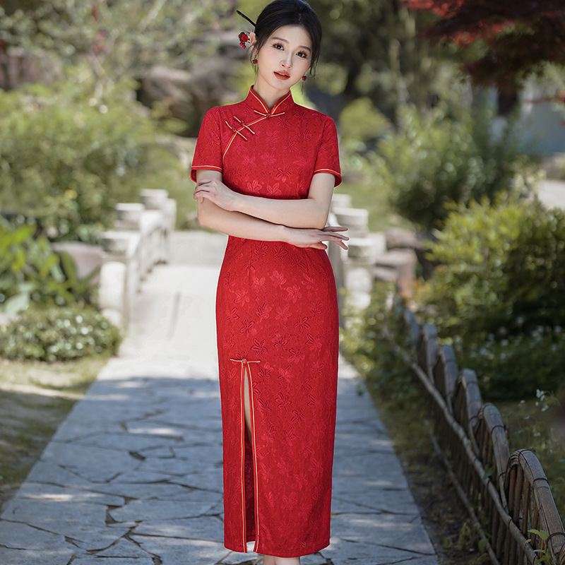 Qipao Chinese Dress Chipao2025新中式旗袍年轻款夏季新款蕾丝