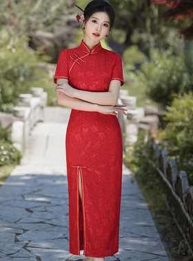 Qipao Chinese Dress Chipao2025新中式旗袍年轻款夏季新款蕾丝