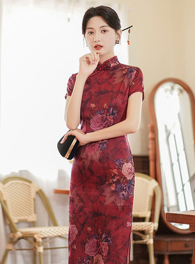 Chinese Cheongsam Dress Chipao 2025春新款旗袍长裙Retro Qipao