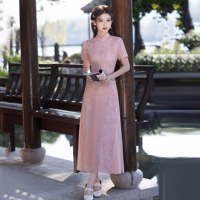 cheongsam chinese traditional qipao dress旗袍粉色奥黛国风