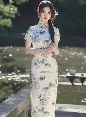 Qipao Chinese Dress Chipao2025新中式国风春夏新款旗袍长裙