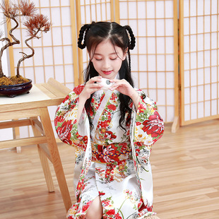 Children Kimono Girl's Japanese Yukata Haori Kimonos Cosplay