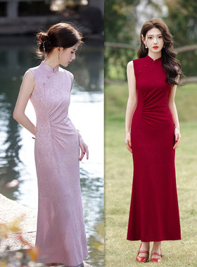 high-end cheongsam chinese traditional qipao dress旗袍艾旗绣