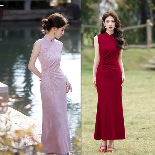 high-end cheongsam chinese traditional qipao dress旗袍艾旗绣