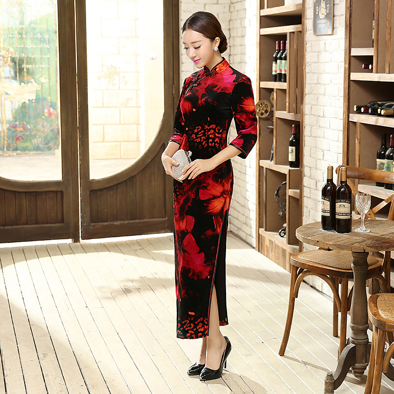 长旗袍cheongsam qipao chinese traditional dress chipao long
