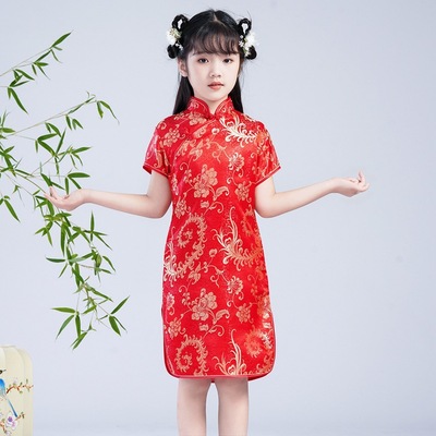 Cheongsam Girls Traditional Qipao kids中国风女童旗袍复古盘扣