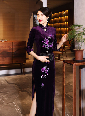 旗袍cheongsam qipao chinese dress chipao新款秋冬旗袍丝绒