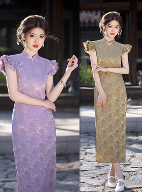 high-end cheongsam chinese traditional qipao dress旗袍艾旗绣
