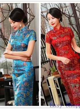 Cheongsam Chipao Qipao Chinese Retro Dress唐装旗袍   十扣长