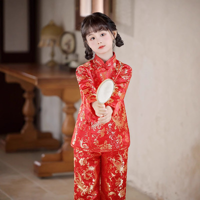 kids tang suit Chinese cheongsam girls qipao新儿童唐装中国风