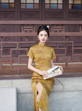 cheongsam qipao dress chipao国风2025春夏新款修身显瘦绸缎