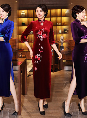 旗袍cheongsam qipao chinese dress chipao新款秋冬旗袍丝绒
