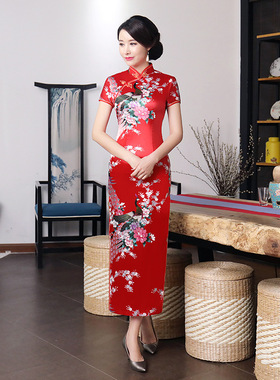 长旗袍long qipao women elegant cheongsams satin vestidos