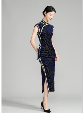high-end cheongsam chinese traditional qipao dress旗袍丝绒