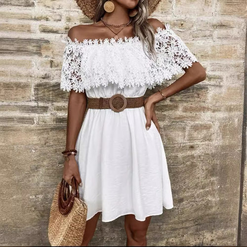 women's fashion dress sexy dresses vestidos欧美女装水溶蕾丝