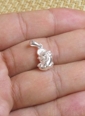 小貔貅纯银吊坠女银项坠单坠素银吊坠纯银项链锁骨链细链子银饰品