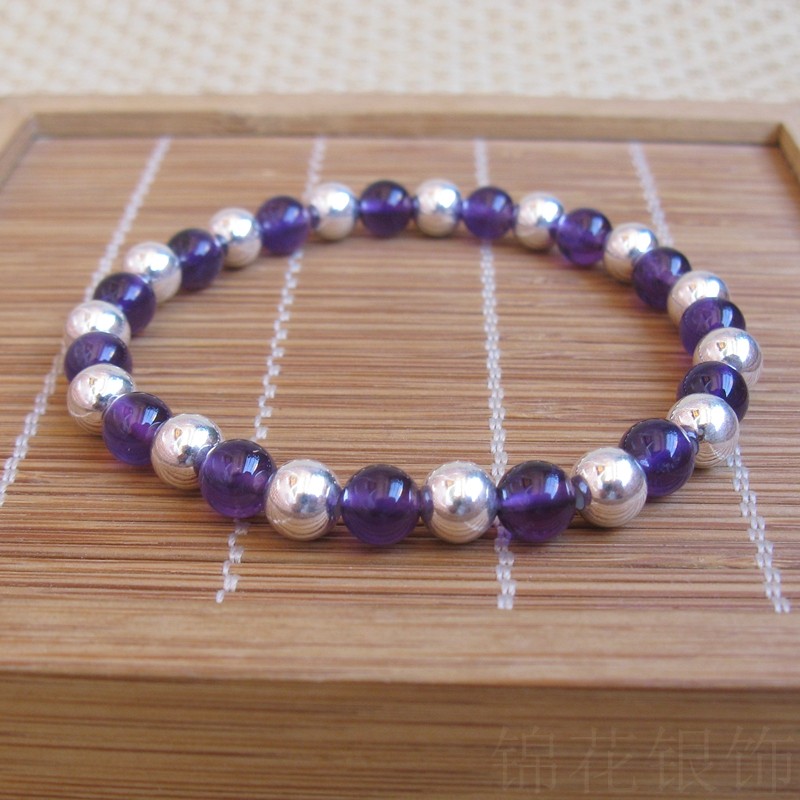 天然紫水晶手链串珠手链小圆珠纯银手链女999足银手链银珠子银饰,饰品/流行首饰/时尚饰品新,手饰/手串,淘宝优惠券,粉丝福利购,淘宝优惠卷