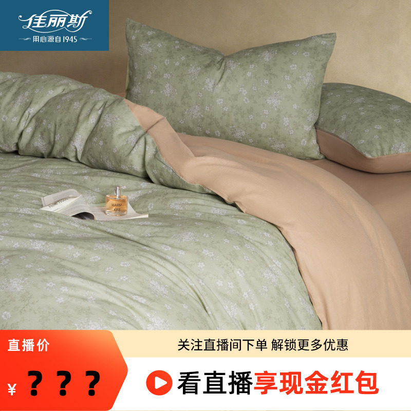 佳丽斯双层纱四件套全棉纯棉床单被套A类面料床上用品2026新款