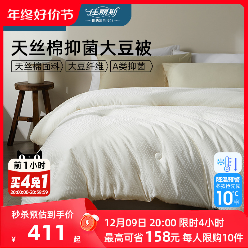 佳丽斯大豆纤维被子冬被芯加厚保暖莱赛尔长绒棉纯棉棉被床上用品