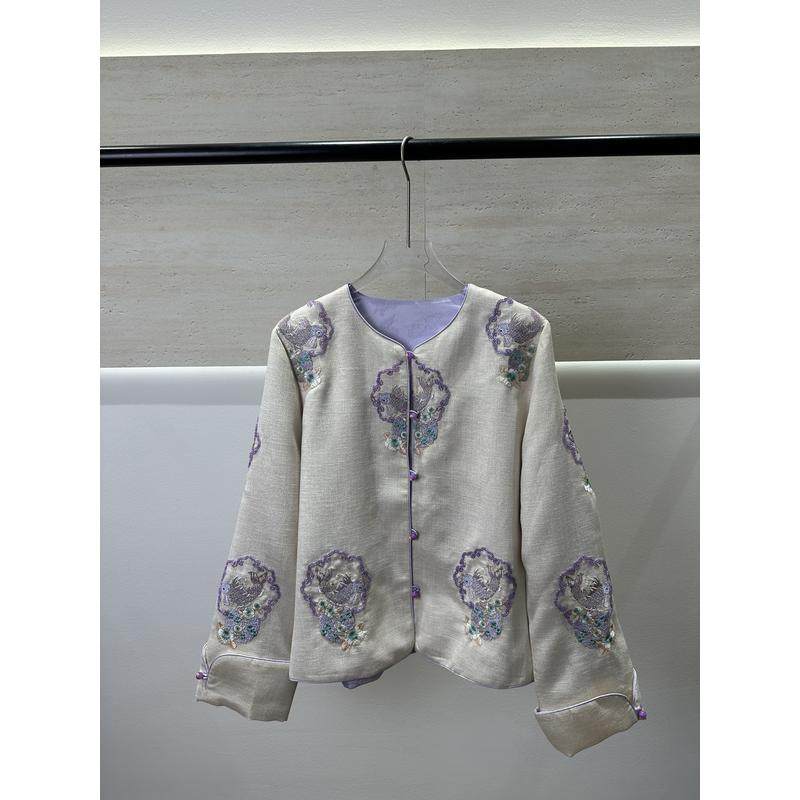 东方雅致紫调重工刺绣精致温柔外套,女装/女士精品,短外套,淘宝优惠券,粉丝福利购,淘宝优惠卷