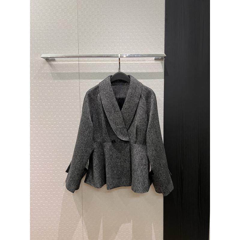 修身显瘦拼接设计青果领荷叶下摆收腰毛呢外套,女装/女士精品,毛呢外套,淘宝优惠券,粉丝福利购,淘宝优惠卷