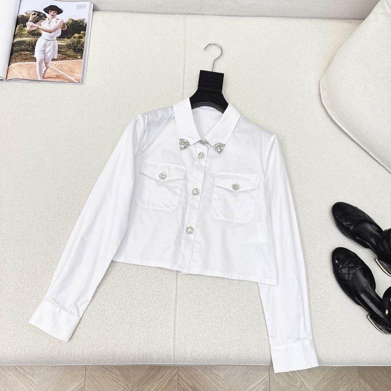 简洁设计感刺绣水钻装饰短款衬衫,女装/女士精品,衬衫,淘宝优惠券,粉丝福利购,淘宝优惠卷