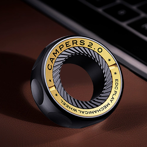 EDC不锈钢棘轮陀螺破风指环段落机械师解压玩具推牌指尖陀螺