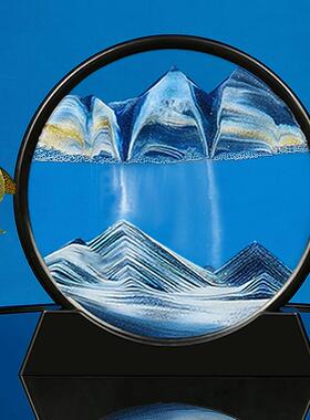 创意沙漏摆件客厅流沙画解压办公室玻璃沙画乔迁礼物3D高级装饰品