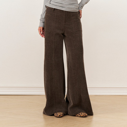 AXIA复古肌理感灯芯绒中高腰休闲裤女秋冬宽松裤子百搭显瘦阔腿裤