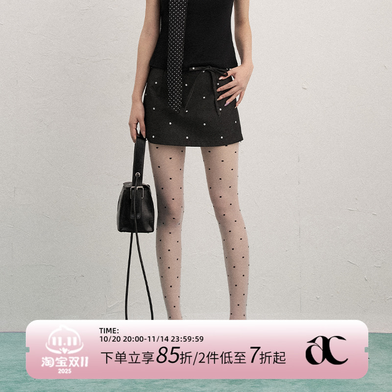 AXIA2025夏季包臀短裙女性感甜辣风高腰A字小众设计感百搭裙子