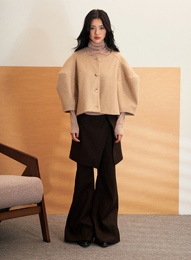 AXIA 高级感垂感微喇休闲裤女秋冬新款小众高腰显瘦长裤叠穿裙裤