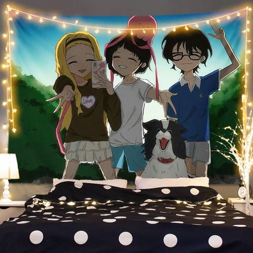 章鱼噼的原罪章鱼哔久世静周边同款挂布挂毯二次元背景布卧室床头