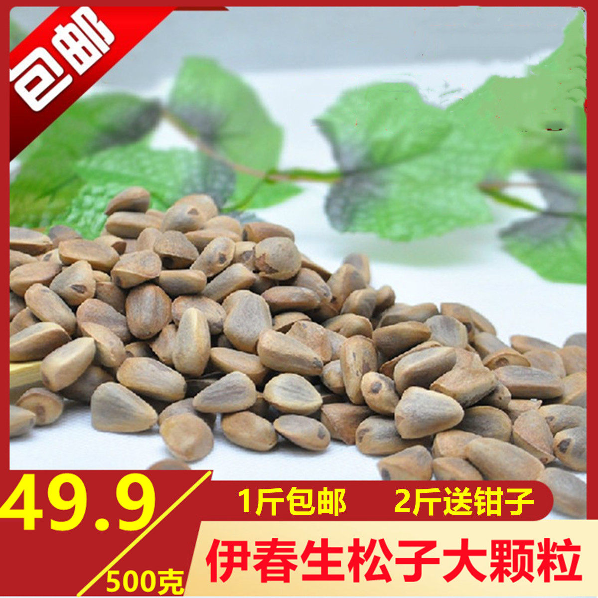 黑龙江伊春特产野生红松子生松子原味未加工500克包邮送钳子