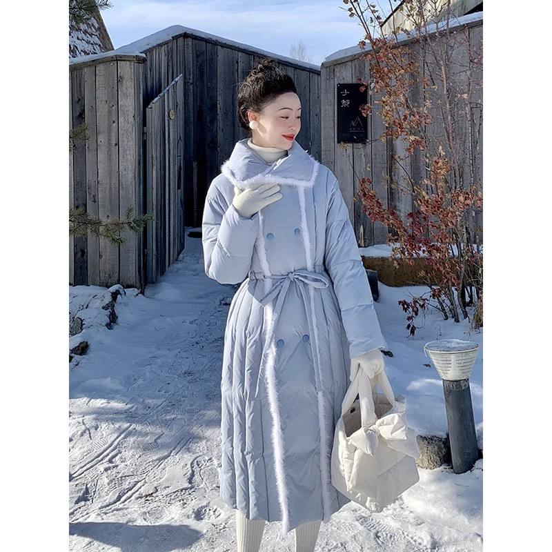 收腰系带保暖加厚羽绒服